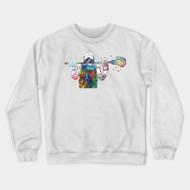 Lacrosse Player Girl Crewneck Sweatshirt by RosaliArt